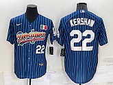 Los Angeles Dodgers22 Clayton Kershaw Number Rainbow Blue Red Pinstripe Mexico Cool Base Nike Jersey,baseball caps,new era cap wholesale,wholesale hats