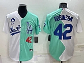 Los Angeles Dodgers42 Jackie Robinson White Green Number 2022 Celebrity Softball Game Cool Base Jersey,baseball caps,new era cap wholesale,wholesale hats