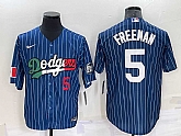 Los Angeles Dodgers5 Freddie Freeman Number Navy Blue Pinstripe 2020 World Series Cool Base Nike Jersey,baseball caps,new era cap wholesale,wholesale hats