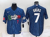 Los Angeles Dodgers7 Julio Urias Number Navy Blue Pinstripe 2020 World Series Cool Base Nike Jersey,baseball caps,new era cap wholesale,wholesale hats