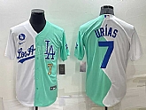Los Angeles Dodgers7 Julio Urias White Green Number 2022 Celebrity Softball Game Cool Base Jersey,baseball caps,new era cap wholesale,wholesale hats