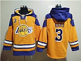 Los Angeles Lakers #3 Anthony Davis Yellow Lace-Up Pullover Hoodie,baseball caps,new era cap wholesale,wholesale hats