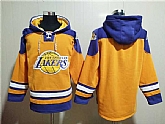 Los Angeles Lakers Blank Yellow Lace-Up Pullover Hoodie,baseball caps,new era cap wholesale,wholesale hats