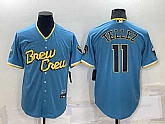 Milwaukee Brewers #11 Rowdy Tellez Blue 2022 City Connect Cool Base Stitched Jersey,baseball caps,new era cap wholesale,wholesale hats