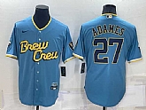 Milwaukee Brewers #27 Willy Adames 2022 Powder Blue City Connect Cool Base Stitched Jersey,baseball caps,new era cap wholesale,wholesale hats