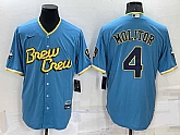 Milwaukee Brewers #4 Paul Molitor Blue 2022 City Connect Cool Base Stitched Jersey,baseball caps,new era cap wholesale,wholesale hats