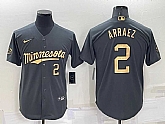Minnesota Twins #2 Luis Arraez Number Charcoal 2022 All-Star Cool Base Stitched Baseball Jersey,baseball caps,new era cap wholesale,wholesale hats