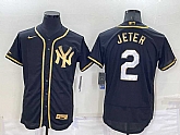 New York Yankees #2 Derek Jeter Black Gold Flexbase Stitched Baseball Jersey,baseball caps,new era cap wholesale,wholesale hats