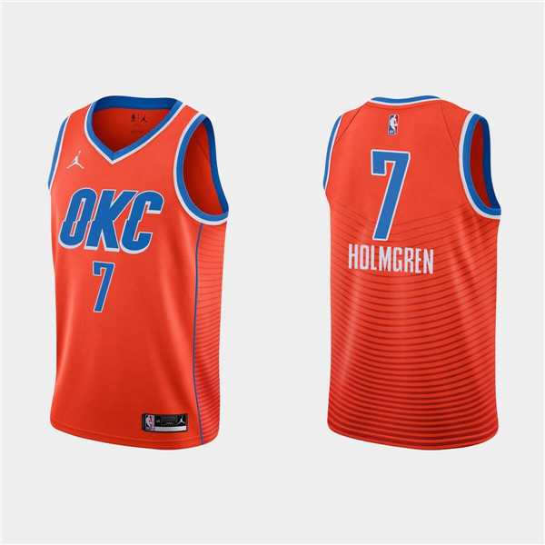 Oklahoma City Thunder #7 Chet Holmgren Orange Stitched Basketball Jersey Dzhi