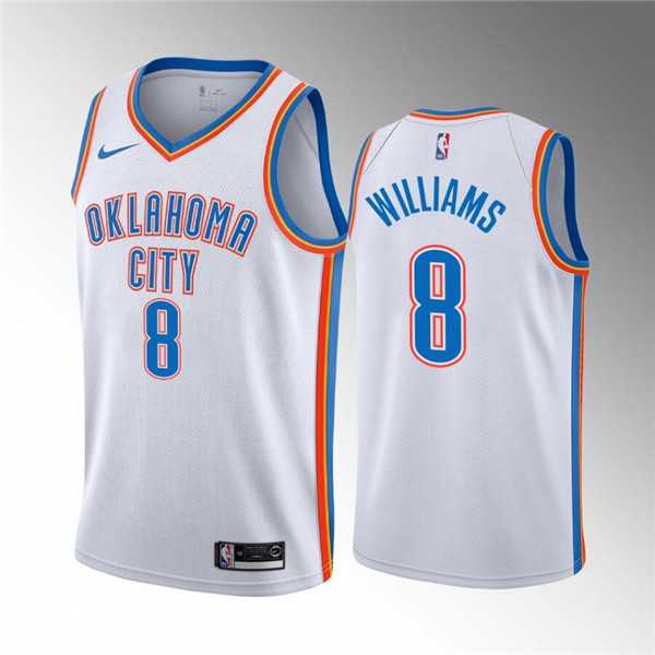 Oklahoma City Thunder #8 Jalen Williams White Association Edition Stitched Basketball Jersey Dzhi
