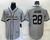 Raiders #28 Josh Jacobs Grey Men's Stitched MLB Cool Base Nike Baseball Jersey,baseball caps,new era cap wholesale,wholesale hats