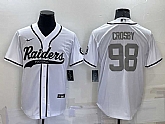 Raiders #98 Maxx Crosby White Grey Men's Stitched MLB Cool Base Nike Baseball Jersey,baseball caps,new era cap wholesale,wholesale hats