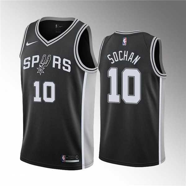 San Antonio Spurs #10 Jeremy Sochan Black Association Edition Stitched Jersey Dzhi