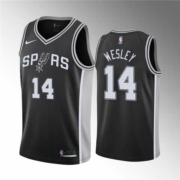 San Antonio Spurs #14 Blake Wesley Black Association Edition Stitched Jersey Dzhi