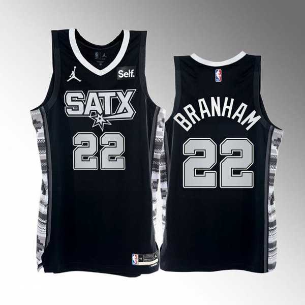 San Antonio Spurs #22 Malaki Branham 2022-23 Black Stitched Jersey Dzhi