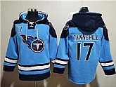 Tennessee Titans #17 Ryan Tannehill Blue Lace-Up Pullover Hoodie,baseball caps,new era cap wholesale,wholesale hats
