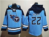 Tennessee Titans #22 Derrick Henry Blue Lace-Up Pullover Hoodie,baseball caps,new era cap wholesale,wholesale hats