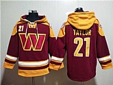 Washington Commanders #21 Sean Taylor Burgundy Lace-Up Pullover Hoodie,baseball caps,new era cap wholesale,wholesale hats