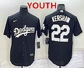 Youth Los Angeles Dodgers #22 Clayton Kershaw Black Turn Back The Clock Stitched Cool Base Jersey,baseball caps,new era cap wholesale,wholesale hats