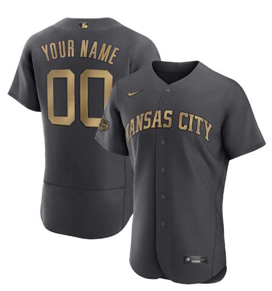 Customized Men's Kansas City Royals Active Player Charcoal 2022 All-Star Flex Base Stitched Jersey
