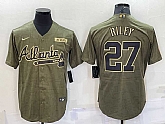 Men's Atlanta Braves #27 Austin Riley 2021 Olive Salute To Service Limited Stitched Jersey,baseball caps,new era cap wholesale,wholesale hats