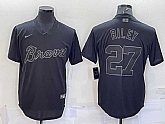 Men's Atlanta Braves #27 Austin Riley Black Pullover Turn Back The Clock Stitched Cool Base Jersey,baseball caps,new era cap wholesale,wholesale hats