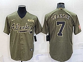 Men's Atlanta Braves #7 Dansby Swanson 2021 Olive Salute To Service Limited Stitched Jersey,baseball caps,new era cap wholesale,wholesale hats