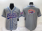 Men's Buffalo Bills Grey Team Big Logo With Patch Cool Base Stitched Baseball Jersey,baseball caps,new era cap wholesale,wholesale hats