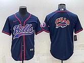 Men's Buffalo Bills Navy Team Blue Big Logo With Patch Cool Base Stitched Baseball Jersey,baseball caps,new era cap wholesale,wholesale hats