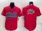 Men's Buffalo Bills Red Team Big Logo With Patch Cool Base Stitched Baseball Jersey,baseball caps,new era cap wholesale,wholesale hats