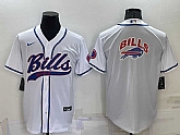 Men's Buffalo Bills White Team Big Logo With Patch Cool Base Stitched Baseball Jersey,baseball caps,new era cap wholesale,wholesale hats