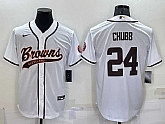 Men's Cleveland Browns #24 Nick Chubb White Stitched Cool Base Nike Baseball Jersey,baseball caps,new era cap wholesale,wholesale hats
