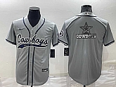 Men's Dallas Cowboys Grey Team Big Logo With Patch Cool Base Stitched Baseball Jersey,baseball caps,new era cap wholesale,wholesale hats