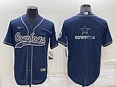 Men's Dallas Cowboys Navy Blue Team Big Logo With Patch Cool Base Stitched Baseball Jersey,baseball caps,new era cap wholesale,wholesale hats