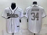 Men's Las Vegas Raiders #34 Bo Jackson White Grey Stitched MLB Cool Base Nike Baseball Jersey,baseball caps,new era cap wholesale,wholesale hats