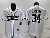 Men's Las Vegas Raiders #34 Bo Jackson White Stitched MLB Cool Base Nike Baseball Jersey,baseball caps,new era cap wholesale,wholesale hats