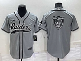 Men's Las Vegas Raiders Grey Team Big Logo With Patch Cool Base Stitched Baseball Jersey,baseball caps,new era cap wholesale,wholesale hats