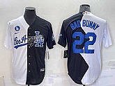 Men's Los Angeles Dodgers #22 Bad Bunny White Black 2022 Celebrity Softball Game Cool Base Jersey,baseball caps,new era cap wholesale,wholesale hats
