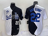 Men's Los Angeles Dodgers #22 Bad Bunny White Black Number 2022 Celebrity Softball Game Cool Base Jerseys,baseball caps,new era cap wholesale,wholesale hats