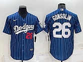 Men's Los Angeles Dodgers #26 Tony Gonsolin Number Red Navy Blue Pinstripe Stitched MLB Cool Base Nike Jersey,baseball caps,new era cap wholesale,wholesale hats