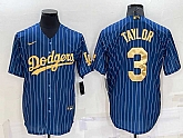 Men's Los Angeles Dodgers #3 Chris Taylor Navy Blue Gold Pinstripe Stitched MLB Cool Base Nike Jersey,baseball caps,new era cap wholesale,wholesale hats