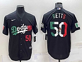Men's Los Angeles Dodgers #50 Mookie Betts Number Mexico Black Cool Base Stitched Baseball Jersey,baseball caps,new era cap wholesale,wholesale hats