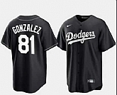 Men's Los Angeles Dodgers #81 Victor Gonzalez Black Turn Back The Clock Stitched Cool Base Jersey,baseball caps,new era cap wholesale,wholesale hats