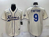 Men's Los Angeles Rams #9 Matthew Stafford Cream Stitched Cool Base Nike Baseball Jersey,baseball caps,new era cap wholesale,wholesale hats
