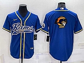 Men's Los Angeles Rams Blue Team Big Logo With Patch Cool Base Stitched Baseball Jersey,baseball caps,new era cap wholesale,wholesale hats