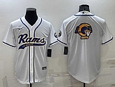 Men's Los Angeles Rams White Team Big Logo With Patch Cool Base Stitched Baseball Jersey,baseball caps,new era cap wholesale,wholesale hats