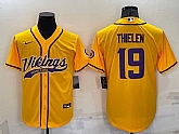 Men's Minnesota Vikings #19 Adam Thielen Yellow With Patch Cool Base Stitched Baseball Jersey,baseball caps,new era cap wholesale,wholesale hats