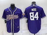 Men's Minnesota Vikings #84 Randy Moss Purple With Patch Cool Base Stitched Baseball Jersey,baseball caps,new era cap wholesale,wholesale hats