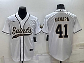 Men's New Orleans Saints #41 Alvin Kamara White Stitched MLB Cool Base Nike Baseball Jersey,baseball caps,new era cap wholesale,wholesale hats