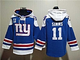 Men's New York Giants #11 Phil Simms Blue Lace-Up Pullover Hoodie,baseball caps,new era cap wholesale,wholesale hats